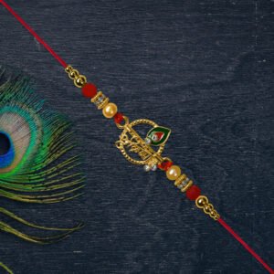 Krishna Name Rakhi with Decorative Beads and Stones