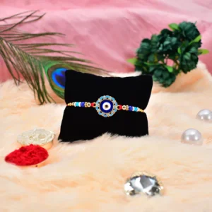 Evil Eye Rakhi with Blue Beads